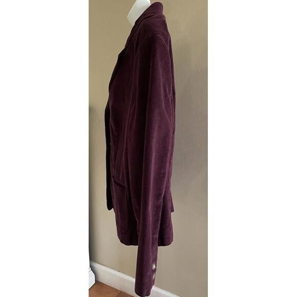 LL Bean Blazer Womens Size 16 R Plum Corduroy Button Jacket Pockets Classic - Picture 2 of 9